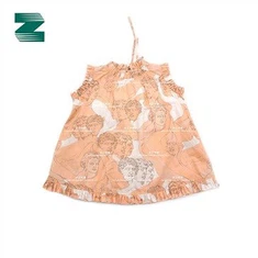 Pamuklu Dokuma Yuvarlak Yaka Kolsuz Baskılı Elbise